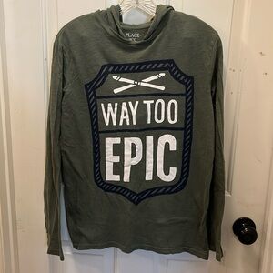 Children’s Place Boys “Way Too Epic” Hooded Shirt - XXL/16